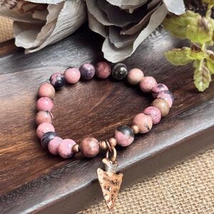 Rhondolite  Bracelet with Copper Charm